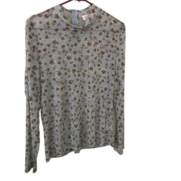 Leyden Tops - 3/$15 Leyden sheer spandex blend blue floral long sleeve top